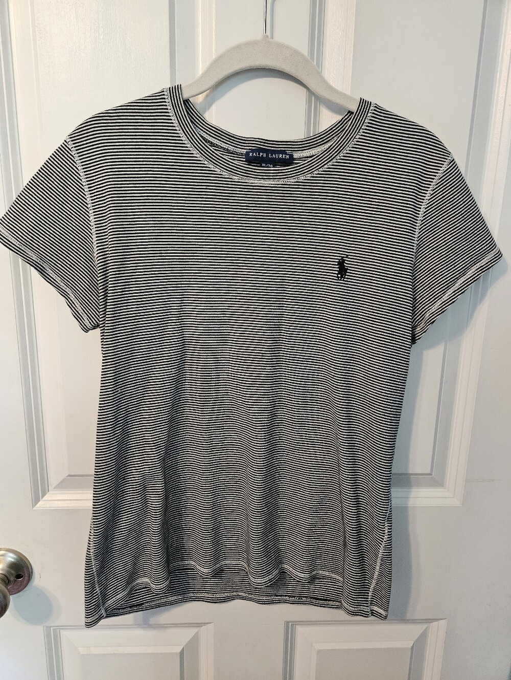 Ralph Lauren Black & White Thin Striped Short Sleeve Tee